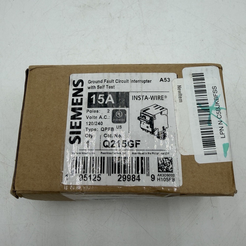 Siemens Q215GF - 15 A - 2 Pole - Ground Fault Circuit Interrupter with Self Test